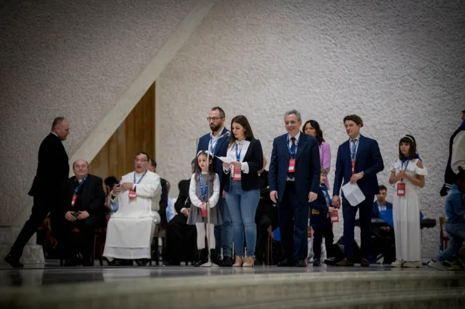 Anna Jabbour durante la sua testimoninza in Vaticano |  | Vatican Media
