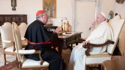 Il Cardinale Hollerich durante l'incontro con Papa Francesco, Biblioteca privata del Palazzo Apostolico Vaticano, 10 settembre 2020 / Vatican Media / ACI Group