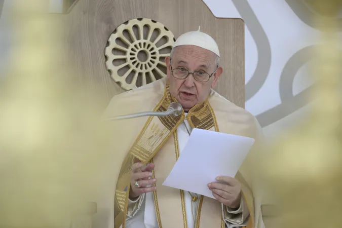 Papa Francesco a Matera | Papa Francesco durante la Messa conclusiva del Congresso Eucaristico Internazionale di Matera, 25 settembre 2022 | Vatican Media / ACI Group