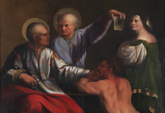 I Santi Cosma e Damiano, di Giovanni Luteri detto Dosso Dossi | I Santi Cosma e Damiano, di Giovanni Luteri detto Dosso Dossi | Credit galleriaborghese.it