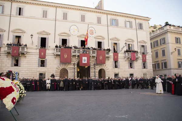 Papa Francesco in piazza di Spagna, per l'omaggio al monumento all'Immacolata, 8 dicembre 2018  / Marina Testino / ACI Group