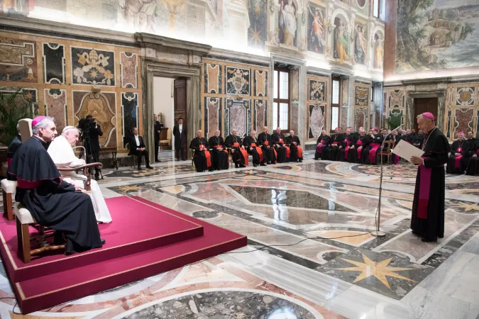 Papa Francesco, plenaria CDF | Papa Francesco riceve in udienza la plenaria della Congregazione per la Dottrina della Fede, Sala Clementina, Palazzo Apostolico Vaticano, 26 gennaio 2018 | Vatican Media / ACI Group