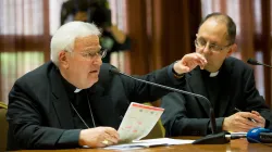 Il Cardinale Gualtiero Bassetti, presidente della CEI, alla conferenza stampa di conclusione dell'Assemblea Generale dei vescovi italiani del 2018  / Daniel Ibanez / ACI Group