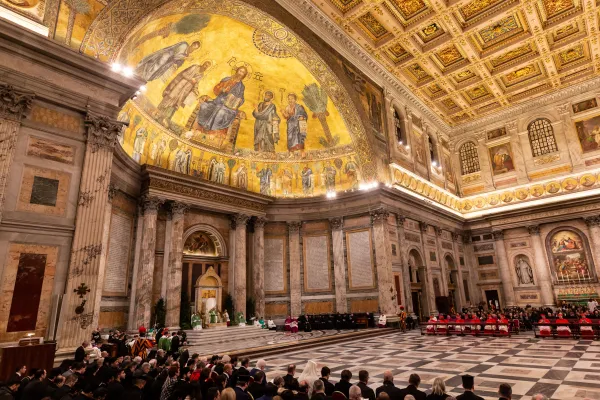 Papa Francesco in San Paolo Fuori Le Mura, per le celebrazioni dei Vespri che aprono la Settimana di Preghiera dell'Unità dei Cristiani, 18 gennaio 2019 / Daniel Ibanez / ACI Group 