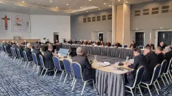 Un momento dell'incontro dei vescovi al termine dell'Assemblea Continentale del Sinodo, Praga, 11 febbraio 2023 / CCEE