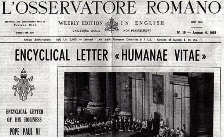 Osservatore Romano, Humanae Vitae | La copertina dell'Osservatore Romano in lingua inglese che nel 1968 annunciava la pubblicazione dell'enciclica Humanae Vitae  | PD 