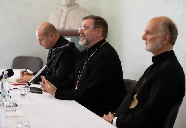 Sua Beatitudine Shevchuk | Sua Beatitudine Shevchuk, l'arcieparca Gudziak durante la conferenza stampa | Ukrainian Greek Catholic Church