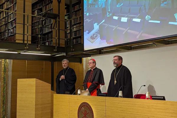 Il cardinale Gugerotti e Sua Beatitudine Shevchuk all'apertura della conferenza internazionale su San Giosafat al Pontificio Istituto Orientale, 13 novembre 2023 / Pontificio Istituto Orientale