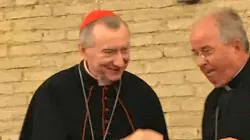 Il Cardinale Pietro Parolin, segretario di Stato vaticano, con l'arcivescovo Ivan Jurkovic, osservatore permanente della Santa Sede a Ginevra, nell'incontro del 19 ottobre 2018 / PYF