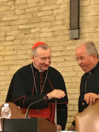 Cardinale Parolin e arcivescovo Jurkovic | Il Cardinale Pietro Parolin, segretario di Stato vaticano, con l'arcivescovo Ivan Jurkovic, osservatore permanente della Santa Sede a Ginevra, nell'incontro del 19 ottobre 2018 | PYF