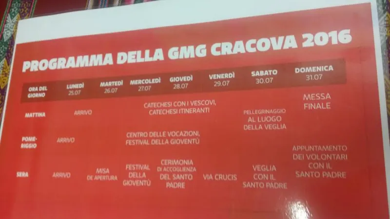 Programma della GMG 2016 | Programma della GMG di Cracovia 2016 | Andrea Gagliarducci / ACI Stampa