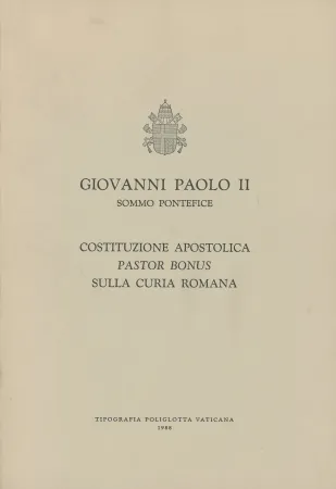 Pastor Bonus | La copertina della Costituzione Apostolica Pastor Bonus di San Giovanni Paolo II  | PD