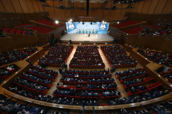 Papa Francesco durante l'incontro con il corpo diplomatico e le autorità civili in Kazakhstan, Nur Sultan, 13 settembre 2022 / Vatican Media / ACI Group