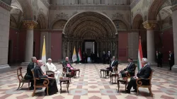 Papa Francesco e i vertici dello Stato ungherese, Museo delle Belle Arti, Budapest, 12 settembre 2021 / Vatican Media / ACI Group