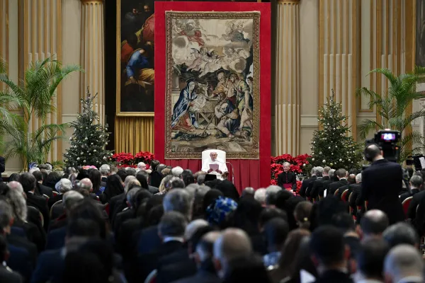 Papa Francesco durante il discorso di auguri al Corpo diplomatico, 8 gennaio 2024 / Vatican Media / ACI Group