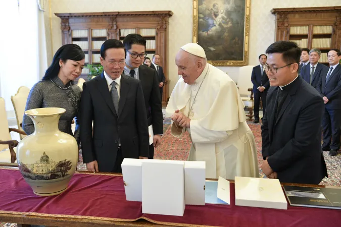 Papa Francesco, Thuong | Papa Francesco e il presidente del Viet Nam Vo Van Thuong, Palazzo Apostolico Vaticano, 27 luglio 2023 | Vatican Media / ACI Group