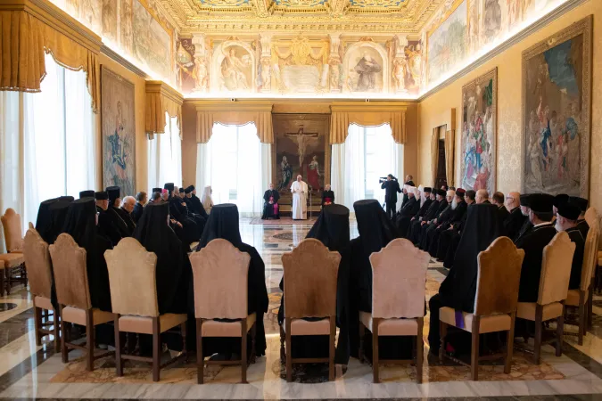 Papa Francesco, Sinodo Chiesa Greco Cattolica Ucraina | Papa Francesco con il Sinodo della Chiesa Greco Cattolica Ucraina, Palazzo Apostolico Vaticano, 2 luglio 2019 | Vatican Media / ACI Group