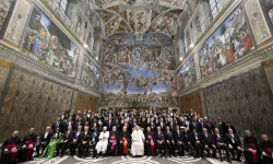 Papa Francesco con il corpo diplomatico accreditato presso la Santa Sede, Cappella Sistina, 9 gennaio 2025 / Vatican Media / ACI Group