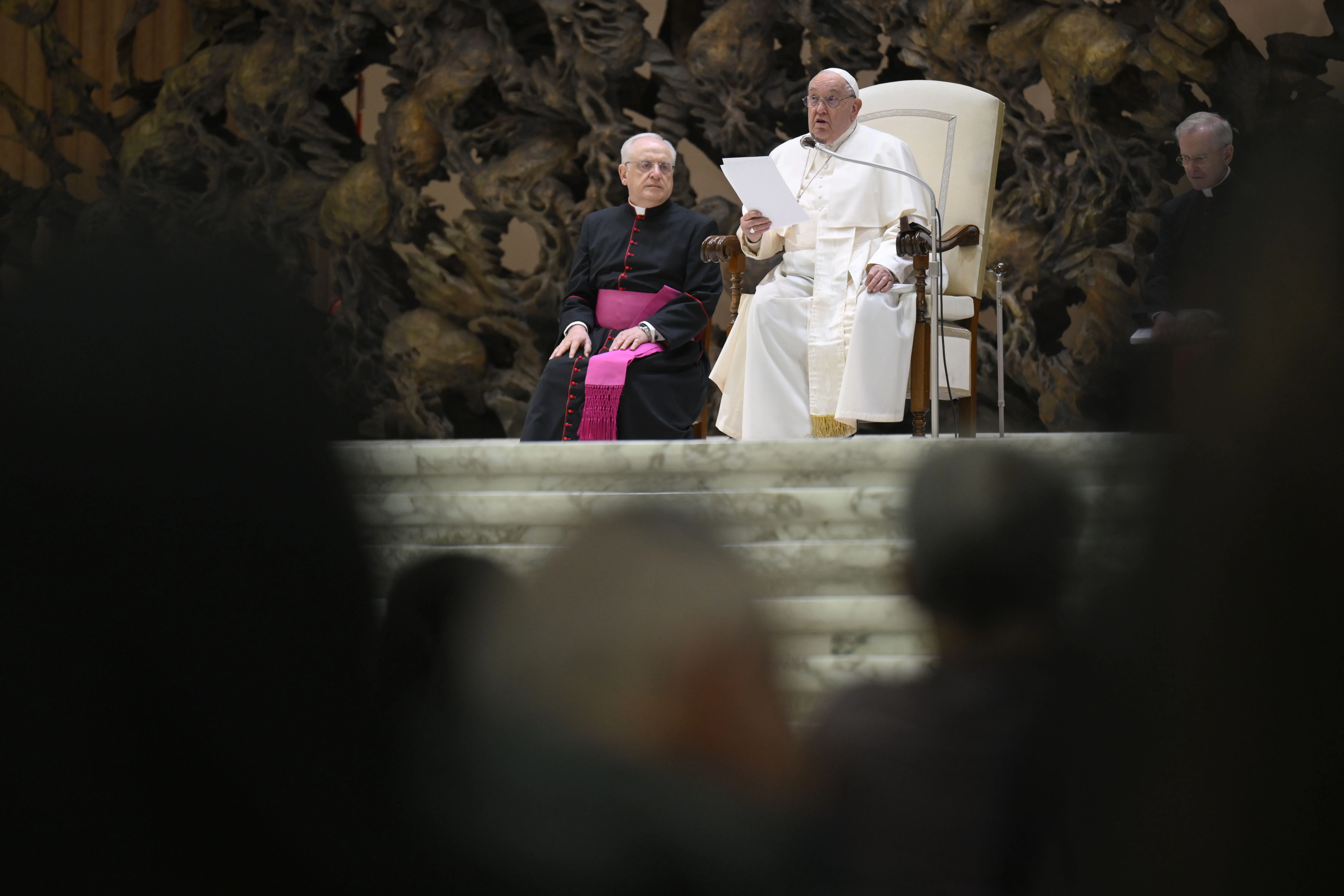 Papa Francesco durante un'udienza generale