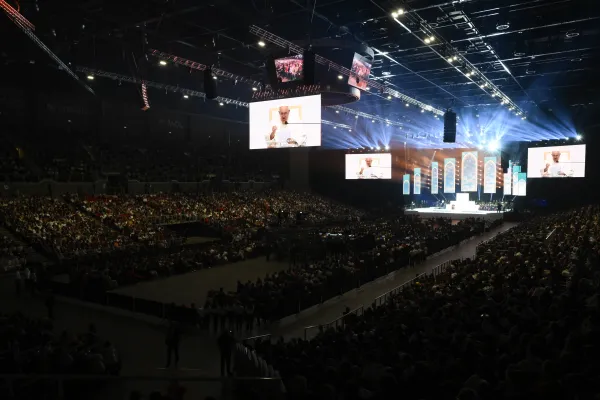 Papa Francesco alla Laszlo Papp Arena di Budapest, 29 aprile 2023 / Vatican Media / ACI Group