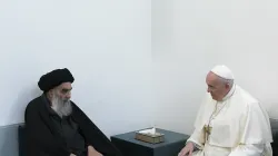 L'incontro tra Papa Francesco e il Grande Ayatollah Ali Al Sistani, Najaf, 6 marzo 2021 / Vatican Media / ACI Group