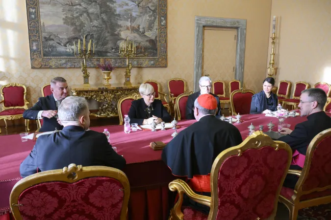 Pirc Musar, Parolin | La presidente slovena Pirc Musar con il Cardinale Pietro Parolin, Segretario di Stato vaticano | Vatican Media / ACI Group