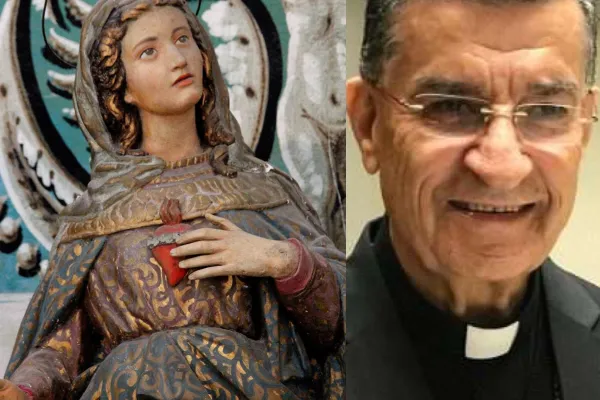 Il Cardinale Boutros Bechara Rai, patriarca dei maroniti euna statua del Cuore Immacolato di Maria
 / Cathopic / Vatican News