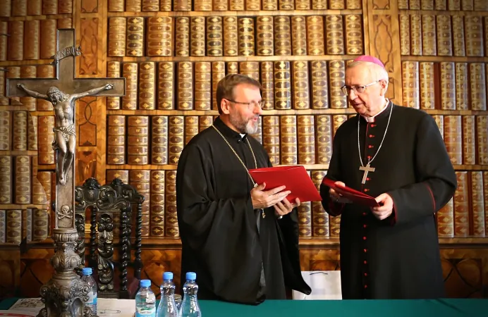 ’Arcivescovo Maggiore Sviatosłav Szewczuk, Primate della Chiesa Greco-Cattolica Ucraina; l’Arcivescovo Stanisław Gądecki, Presidente della Conferenza  |  | Conferenza episcopale polacca 