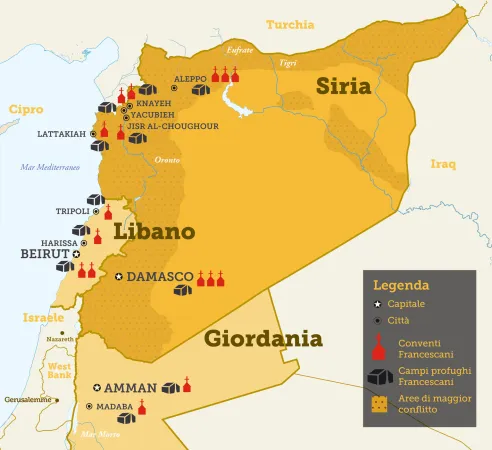 Mappa Crisi Terra Santa | La mappa degli aiuti della Custodia della Terra Santa | Associazione Pro Terra Sancta