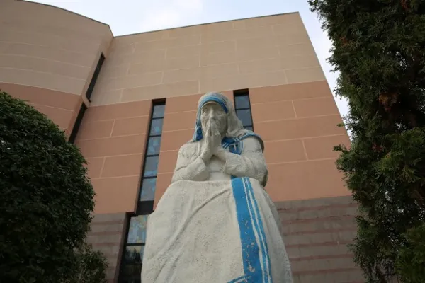 La statua di Madre Teresa davanti alla Cattedrale di Tirana  / CNA/- Daniel Ibáñez 
