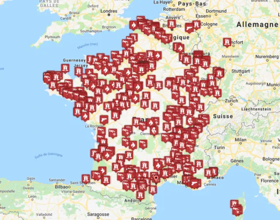 Cristianofobia in Francia | Mappa interattiva degli attacchi anti-cristiani in Francia | InfoCatho