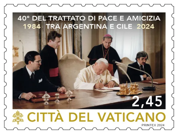 Argentina e Cile | Il francobollo vaticano che commemora il 40esimo del Trattato di Pace e di Amicizia tra Argentina e Cile | Vatican Media