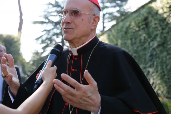 Cardinal Tarcisio Bertone, agosto 2014, Giardini Vaticani / Catholic News Agency