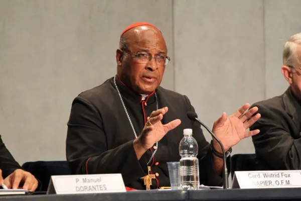 Il Cardinal Wilfried Fox Napier di Durban in un briefing del Sinodo 2014  / CNA archives