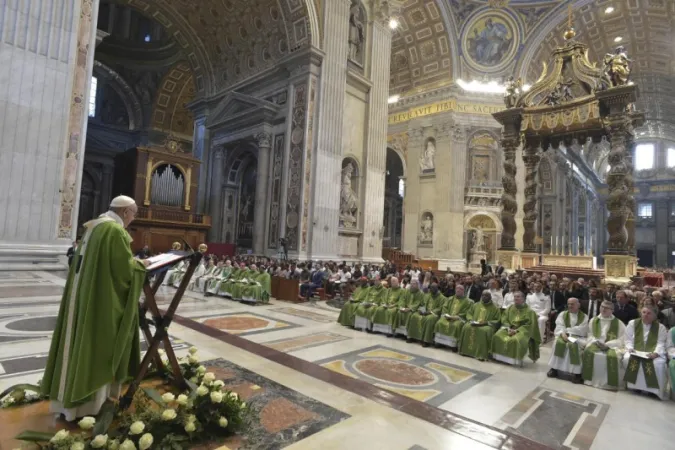 Papa Francesco, Messa per i Migranti | Papa Francesco durante la Messa per i migranti del 2018 | Vatican Media / ACI Group