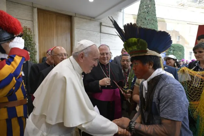 Il Papa durante un momento del Sinodo dedicato all'Amazzonia |  | Vatican Media / ACI Group