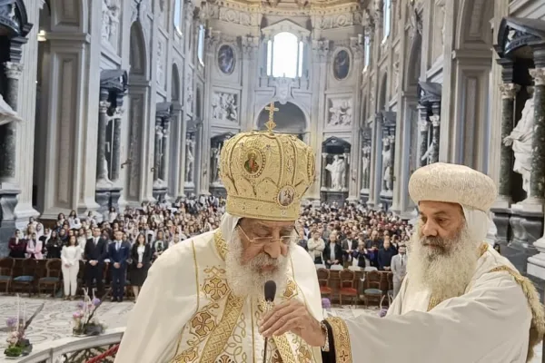 Papa Tawadros II durante la Divina Liturgia in San Giovanni in Laterano, 14 maggio 2023 / DPUC