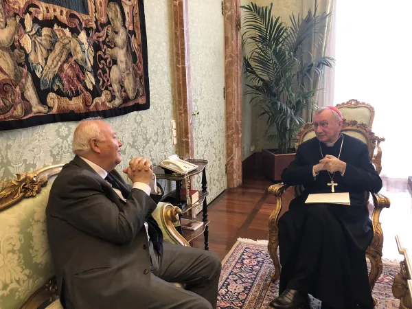 Il Cardinale Parolin e Miguel Moratinos | Il Cardinale Parolin con l'alto rappresentante UNAOC Miguel Moratinos | Twitter @UNAOC