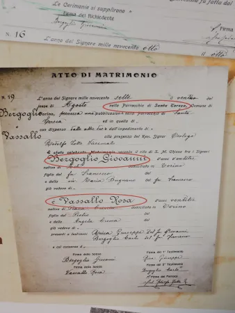 Atto di matrimonio dei nonni del Papa |  | Marco Mancini - Aci Stampa