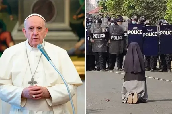 Papa Francesco durante una Udienza Generale e Suor Ann Un Thawng / Vatican Media