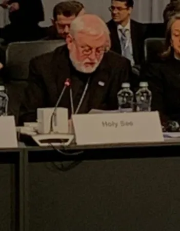 Arcivescovo Paul Richard Gallagher | L'arcivescovo Gallagher durante il suo intervento all'OSCE, 5 dicembre 2019 | Missione della Santa Sede a Vienna