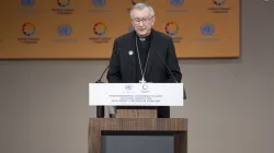 Il Cardinale Parolin prende la parola durante uno dei dialoghi della Conferenza Intergovernativa di Marrakech, 10 - 11 dicembre 2018 / UN Photo/Karim Tibari