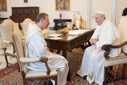 Frere Alois e Papa Francesco | L'incontro tra Frere Alois e Papa Francesco, Palazzo Apostolico, 12 marzo 2018 | Vatican Media / Comunità di Taizé 