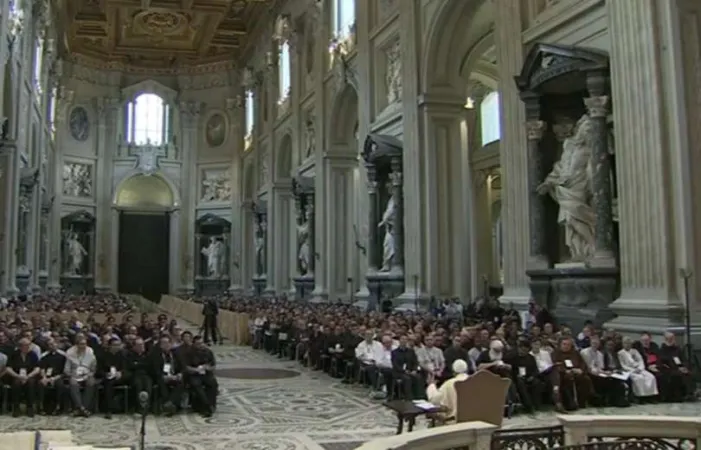 Papa Francesco, San Giovanni in Laterano | Papa Francesco durante un incontro con il clero di Roma in San Giovanni In Laterano | Vatican Media / You Tube