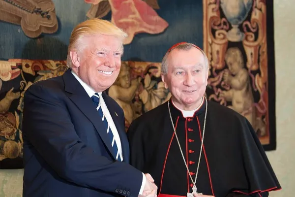 Il cardinale Parolin e il presidente eletto USA Donald Trump in una foto risalente al primo mandato di Trump / Vatican Media - da X