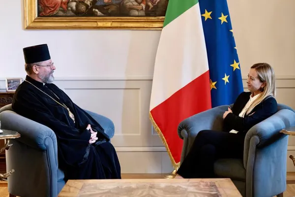 Sua Beatitudine Shevchuk con il presidente del Consiglio Giorgia Meloni, 31 ottobre 2023 / Segreteria Arcivescovo Maggiore Roma