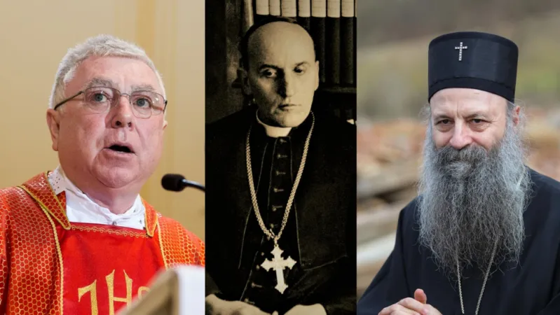 Batleja, Stepinac, Porfirije | Da sinistra a destra: monsignor Batleja, Cardinale Stepinac, Partiarca Porfirije | Fotomontaggio IKA