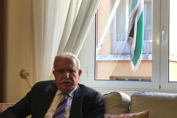 Il Ministro degli Esteri palestinese Al Maliki ritratto nella sede dell'Ambasciata di Palestina presso la Santa Sede a Roma, 15 febbraio 2018 / AA / ACI Group