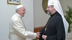 Papa Francesco accoglie l'arcivescovo maggiore Sviatoslav Shevchuk, studio Domus Sanctae Marthae, 29 febbraio 2020 / Segreteria Arcivescovo Maggiore Sviatoslav Shevchuk