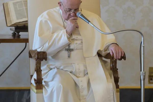 Papa Francesco durante l'udienza generale nella Biblioteca del Palazzo Apostolico Vaticano, 11 marzo 2020 / Vatican Media / ACI Group